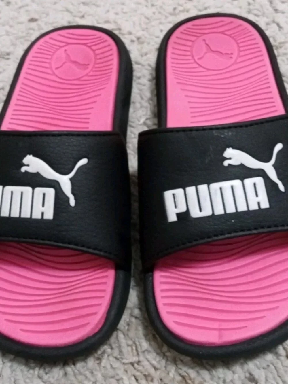Puma Cool Cat 2.0 Slides Kid's Size 13 Pink Black Padded Strap Comfort Sandals
